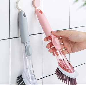 【Restocked Bestsellers】Super Kitchen Cleaning Brush/Scrubber Kit Auto Liquid Dispenser Pink