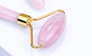 Luxe Rose Quartz Reviving Facial Massage Roller Pink