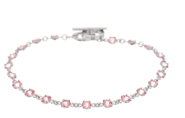 Gucci 18K White Gold Pink Topaz Toggle GG Bracelet