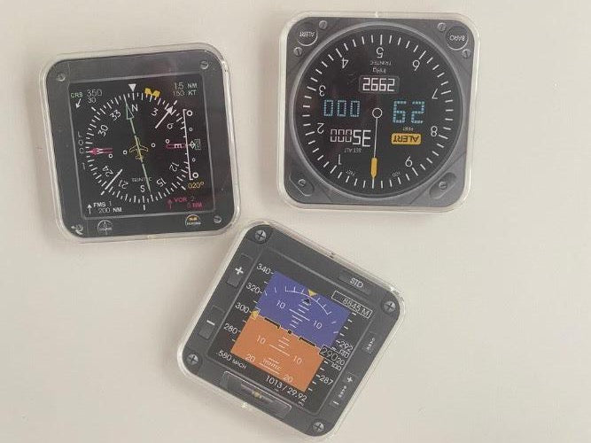 Aviation Maniac Aircraft  Instrument Coasters Set of 3