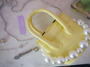 【Restocked Bestsellers】Women's Handbag Faux Pearl with Chain Mini Purse Canary Limited Edition