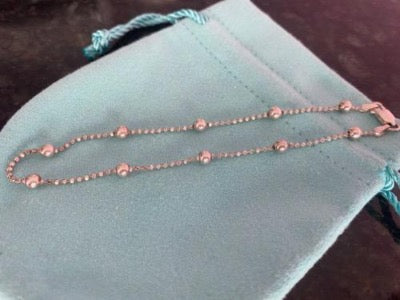 Silver Beaded Anklet Handmade in Italy